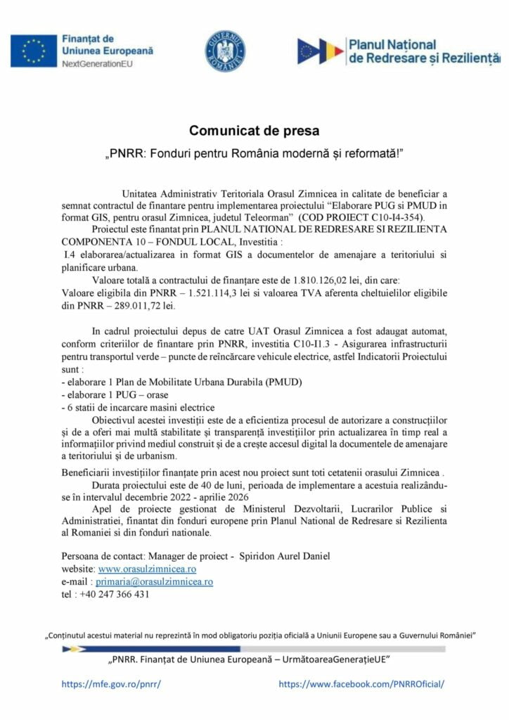 Comunicat de presă – SĂPTĂMÂNA EUROPEANĂ A MOBILITĂTII (16 – 22 SEPTEMBRIE 2023) - 